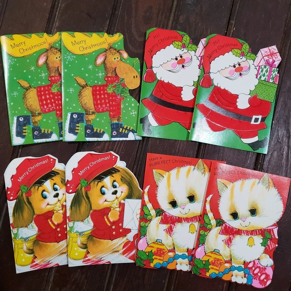 VTG Norcross Flocked Christmas Greeting Cards in Original Box 16 Cards Unused